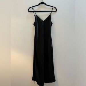 Aritzia Wilfred Black Silky Slip Midi Dress